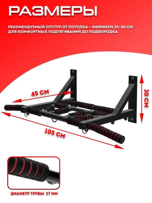 Sportlim Турник Настенный Разборный "Рукоход", черный, фото 7