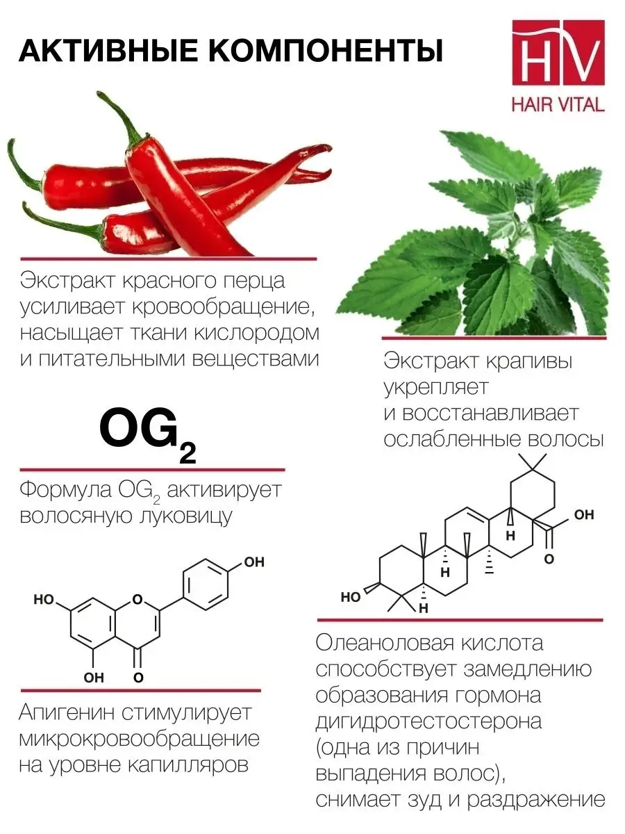 Шампунь от выпадения волос средство для роста с перцем 200мл Hair Vital  25897126 купить в интернет-магазине Wildberries