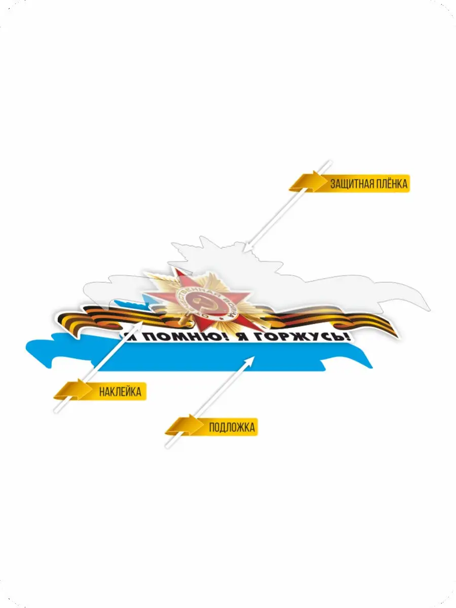 Наклейка на авто с Днем Победы Я Помню горжусь Лента 9 мая Наклейки за  Копейки 25897289 купить за 344 ₽ в интернет-магазине Wildberries