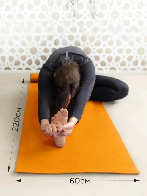RamaYoga Длинный и прочный нескользящий коврик из Германии 220 см, оранжевый, фото 5