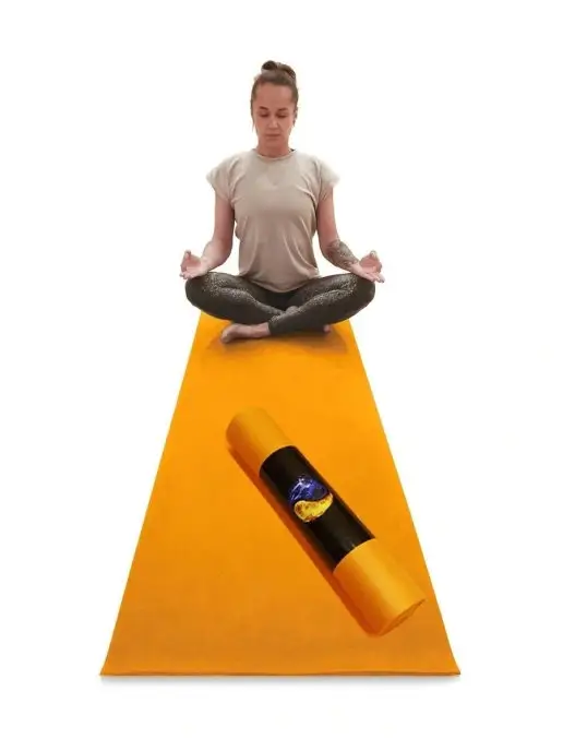 RamaYoga Длинный и прочный нескользящий коврик из Германии 220 см, оранжевый, фото 8