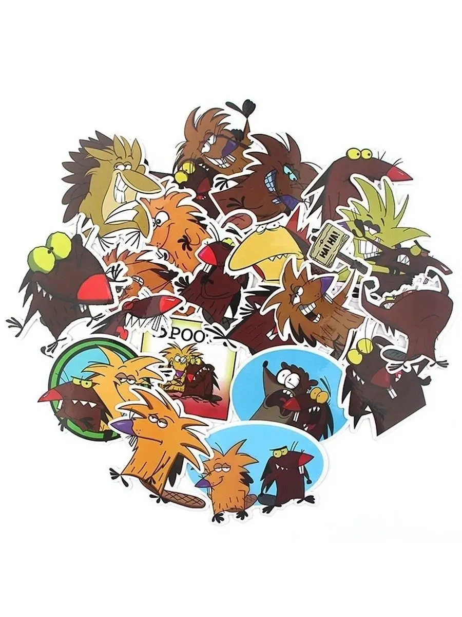 Набор наклеек Крутые бобры 20шт./Angry Beavers sticker pack 20pcs./ Стикеры  самоклеящиеся STICKER BOMBING 25932608 купить в интернет-магазине  Wildberries