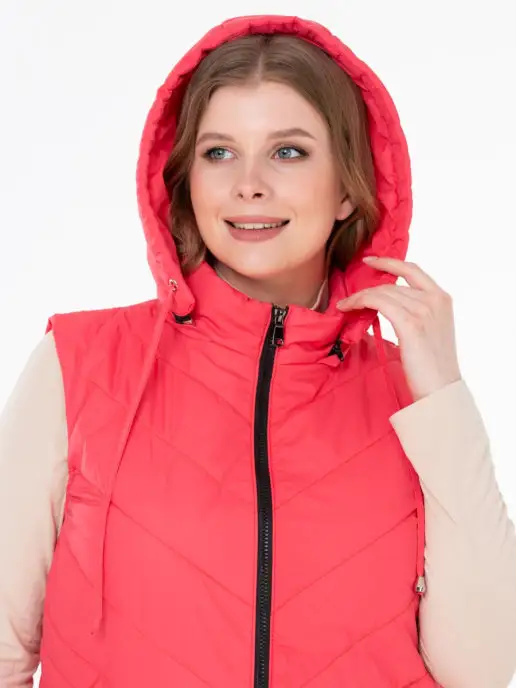 Amimoda Жилетка утепленная оверсайз, красный, фото 4
