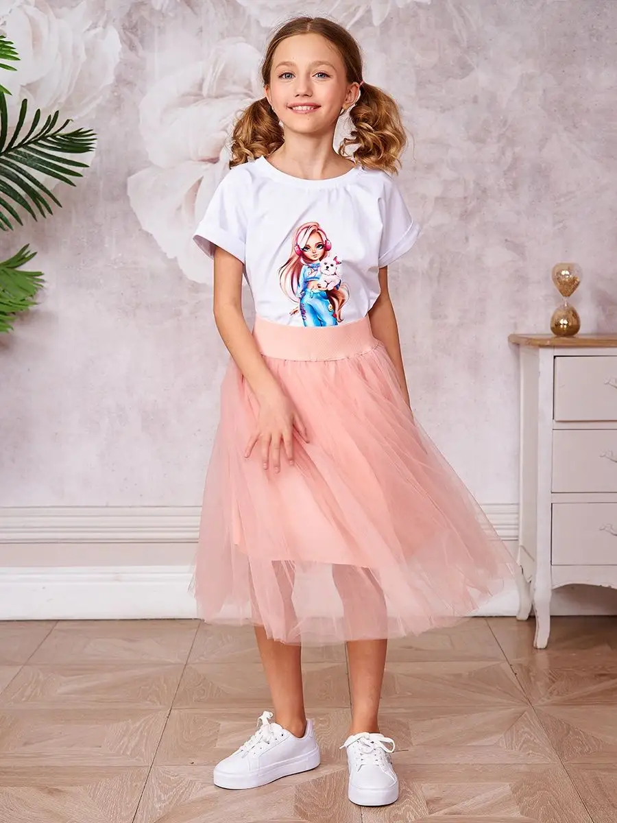 Фатиновая юбка для девочки белая от 4-8 лет. 3 слоя