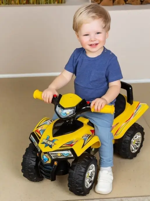 babycare Пушкар каталка Super ATV кожаное сиденье, желтый, фото 3