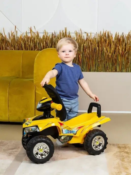 babycare Пушкар каталка Super ATV кожаное сиденье, желтый, фото 5