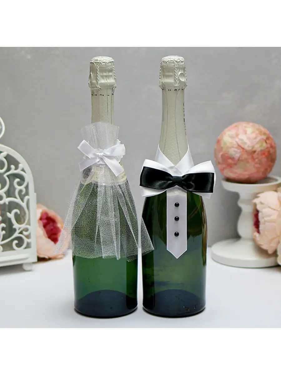 Мастер класс «Шампанское Жених+Невеста» своими руками