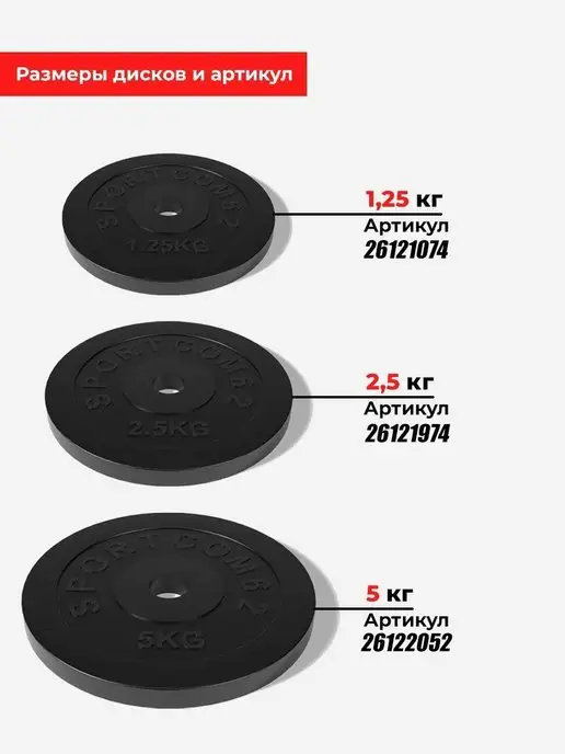 Barfits Диск обрезиненный металлический 1,25кг D 26мм, 1,25 кг, фото 7
