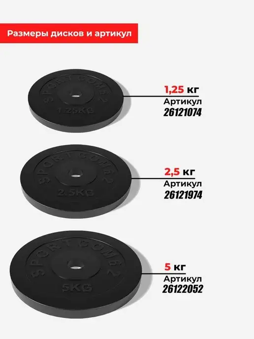 Barfits Диск обрезиненный металлический для гантели 26мм 2,5кг, 2,5 кг, фото 7