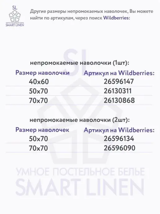 SmartLinen Наперник 50х70 на подушку непромокаемый на молнии, 70x70, фото 6
