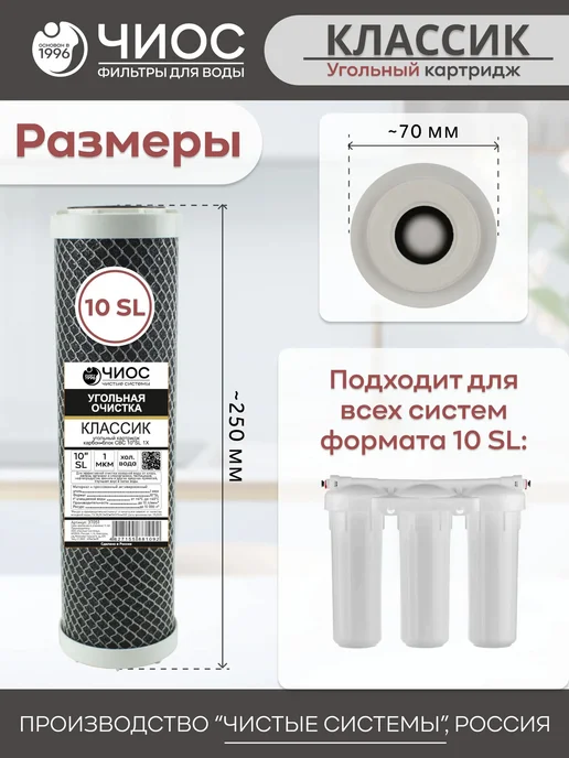 Чиос Намоточный сменный картридж для фильтра Ферум Fe 10SL 5Х, 1Х Классик угольный, фото 2