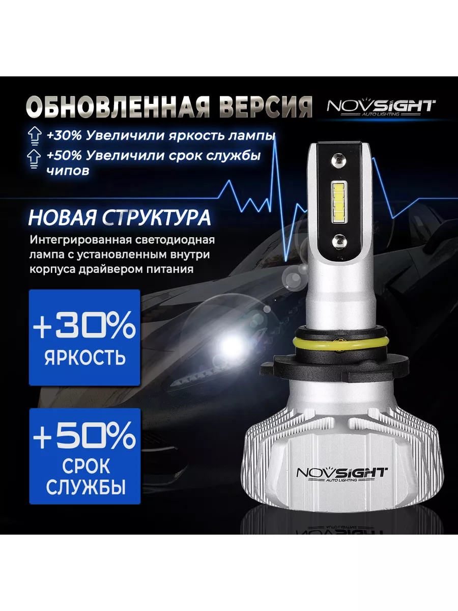 Автомобильные Led лампы H11 модель N15 NOVSIGHT 26147806 купить за 1 836 ₽  в интернет-магазине Wildberries