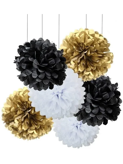 Happy poms Бумажные помпоны для праздника 35, 25 см, набор 6 шт, 6 шт, фото 3