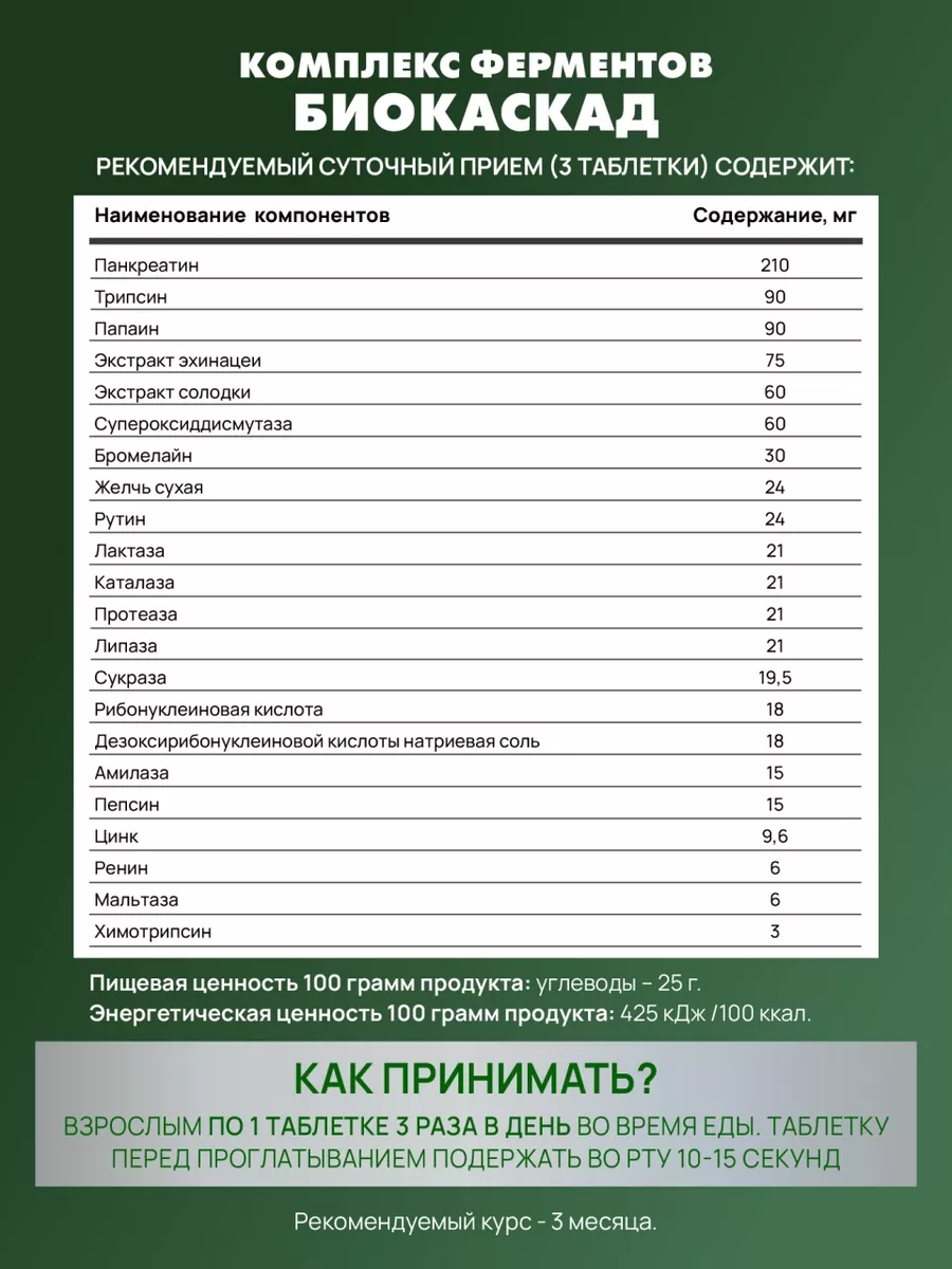 Комплекс ферментов для пищеварения Биокаскад Артлайф Арт Лайф 26170183  купить за 2 960 ₽ в интернет-магазине Wildberries