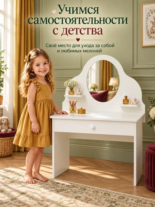 sitstep Туалетный столик с зеркалом, белый, фото 4