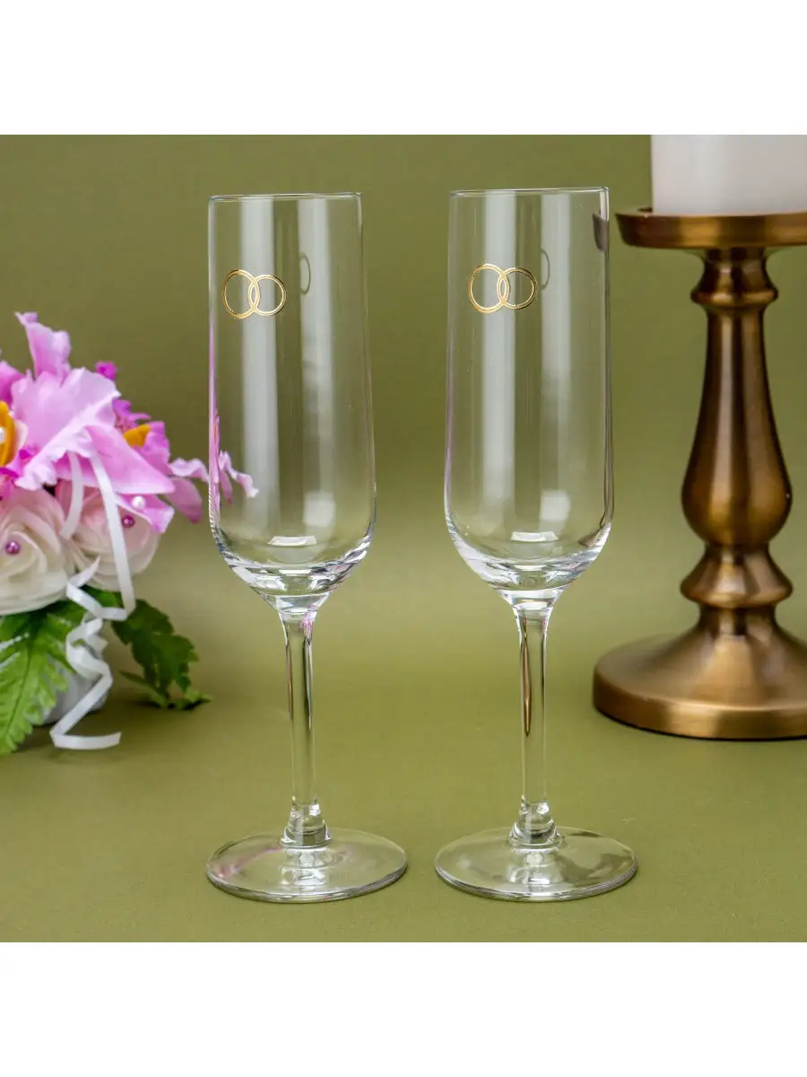 Свадебные бокалы в цвете Марсала, Жених и Невеста