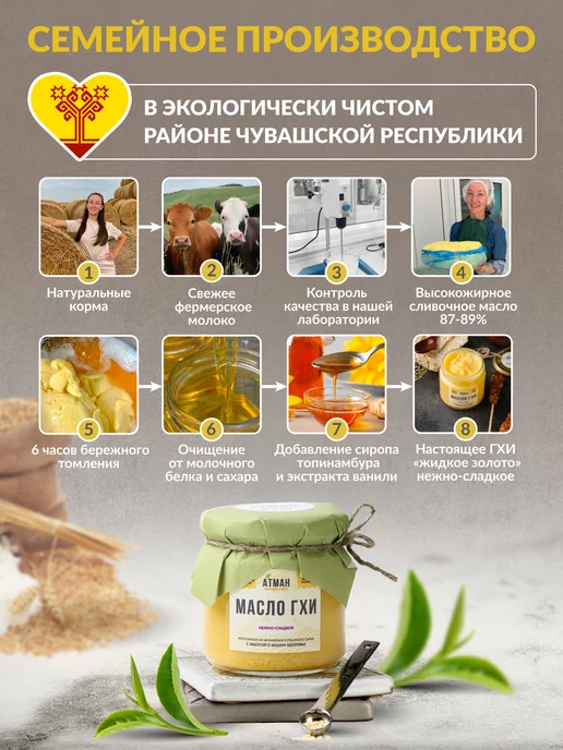 АТМАН Нежно-сладкое масло ГХИ безлактозное, с топинамбуром, 150 г, 150 г, фото 2