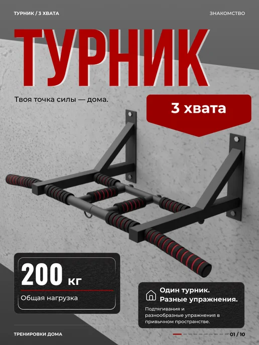 Arizona Sport Турник настенный 3 хвата, черный