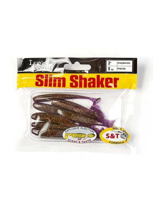 Lucky John Виброхвосты съедобные искусственные SLIM SHAKER 7.6см S13, фиолетовый, фото 5