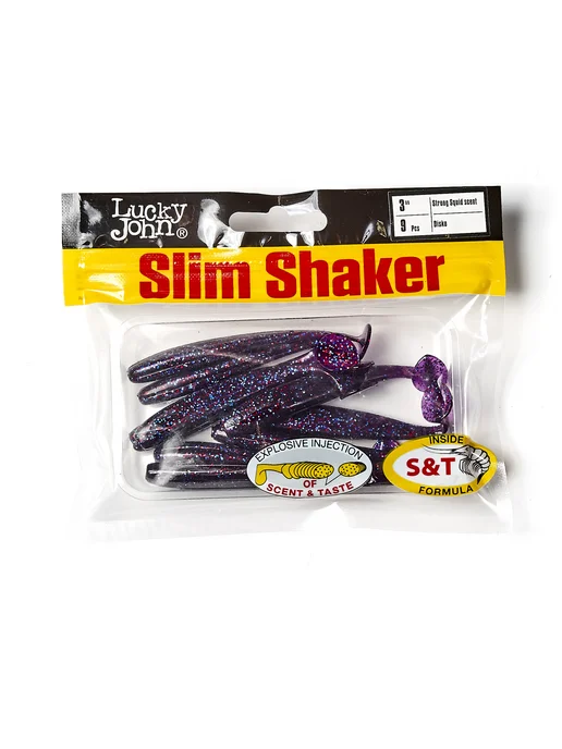 Lucky John Виброхвосты съедобные искусственные SLIM SHAKER 7.6см S63, фиолетовый, фото 5
