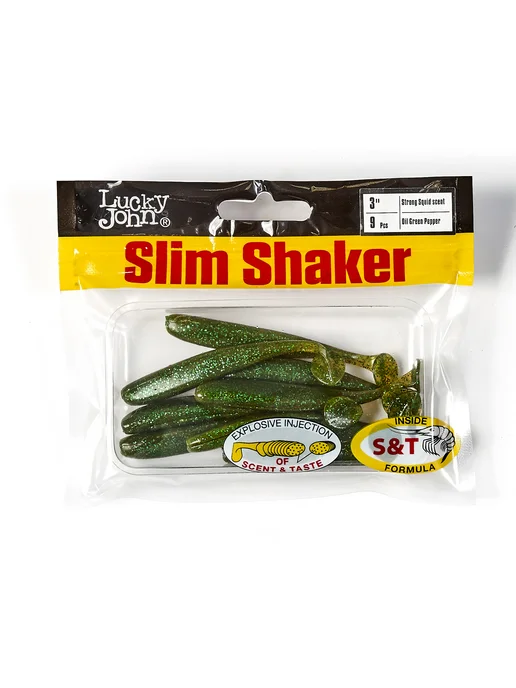 Lucky John Виброхвосты съедобные искусственные SLIM SHAKER 7.6см S67, серый, фото 5