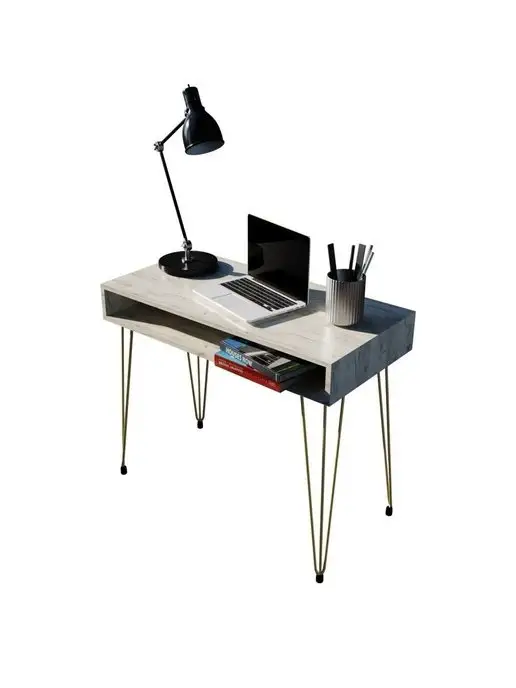 WOODSTEEL Стол письменный компьютерный лофт, белый, фото 7