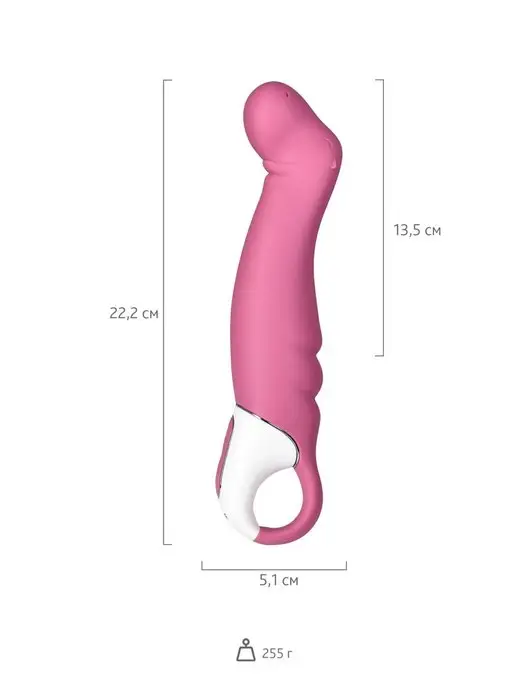 satisfyer Вибратор Petting Hippo с загнутым кончиком 22,9 см, красный, фото 2