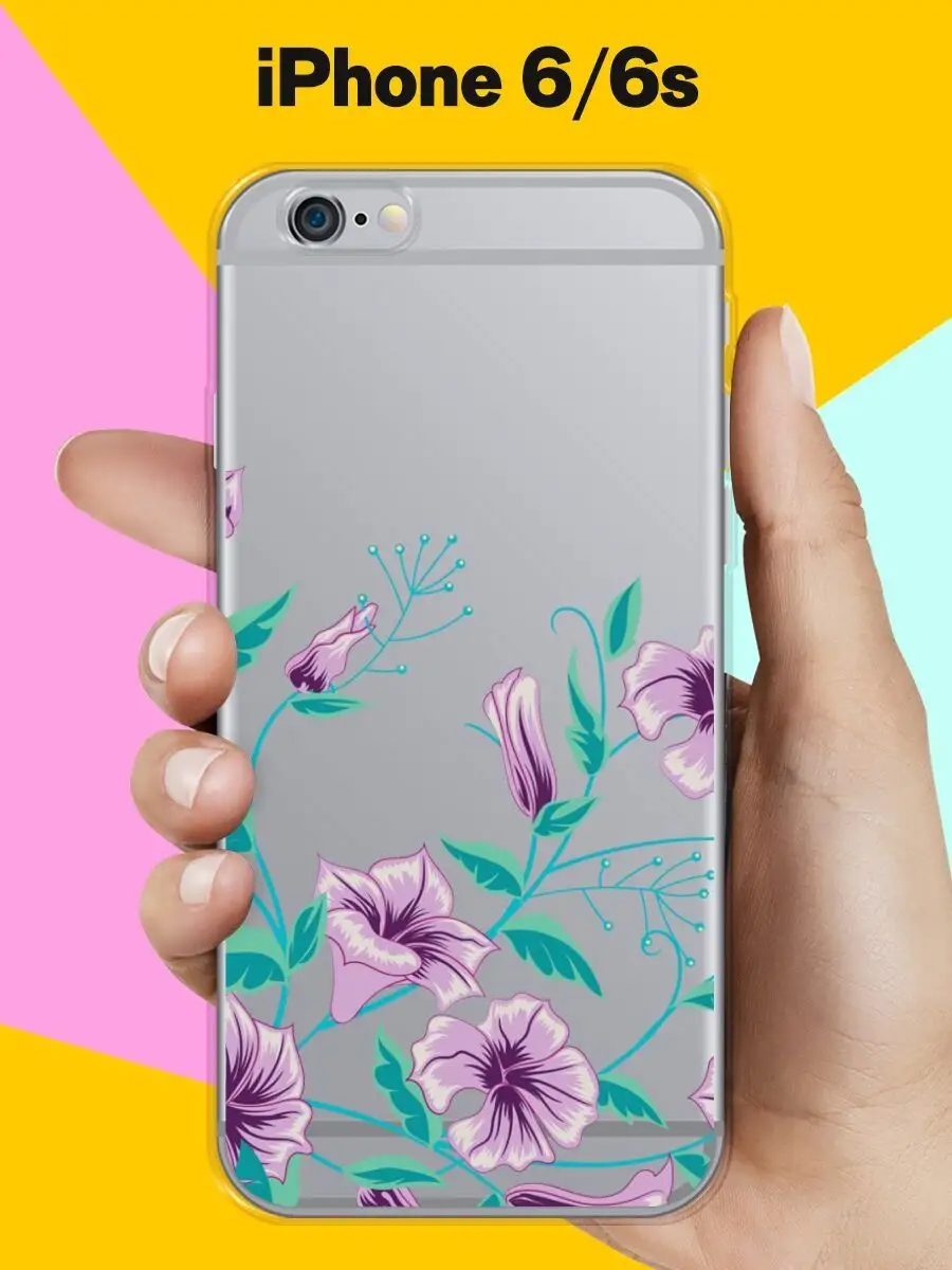 Чехол для iPhone 6 силиконовый (Яркие цветы)