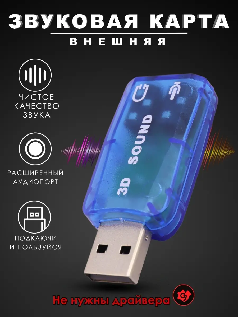 Внешняя звуковая карта/USB MetaGO. Цвет голубой.