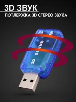 Внешняя звуковая карта/USB MetaGO. Цвет голубой. Вид 4.