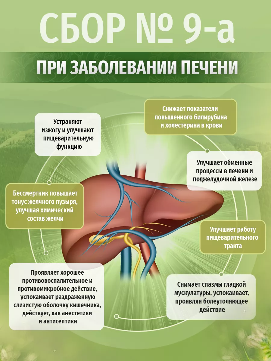 Травяной сбор № 9-а При заболевании печени, желчегонный 130г Травы Кавказа  26335765 купить в интернет-магазине Wildberries