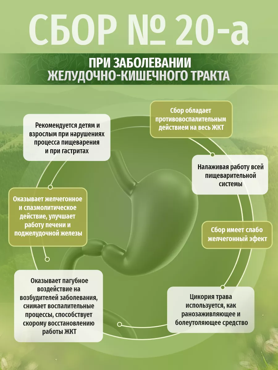 Травяной сбор № 20-а При заболевании ЖКТ Травы Кавказа 26335884 купить в  интернет-магазине Wildberries