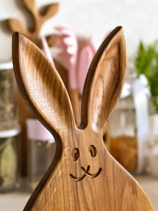 Standart wood Доска разделочная из дерева дубовая Заяц, коричневый, фото 3