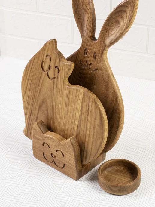 Standart wood Доска разделочная из дерева дубовая Заяц, коричневый, фото 7