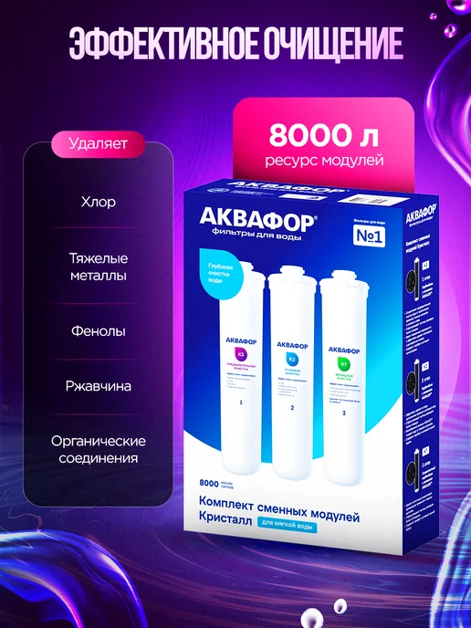 Аквафор Комплект картриджей К3-К2-К7 для фильтра Кристалл, вариант, фото 2