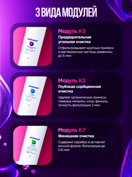 Аквафор Комплект картриджей К3-К2-К7 для фильтра Кристалл, вариант, фото 3