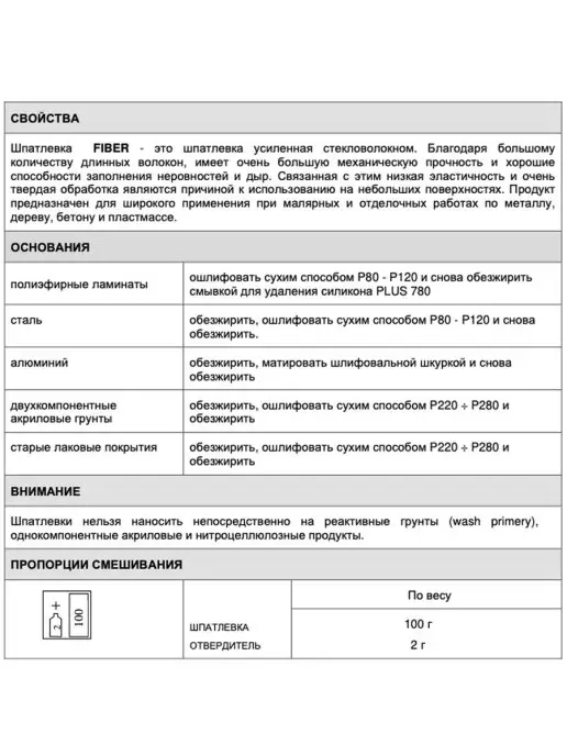 NOVOL Шпатлевка со стекловолокном FIBER 0, 2кг !, 2 кг, фото 2