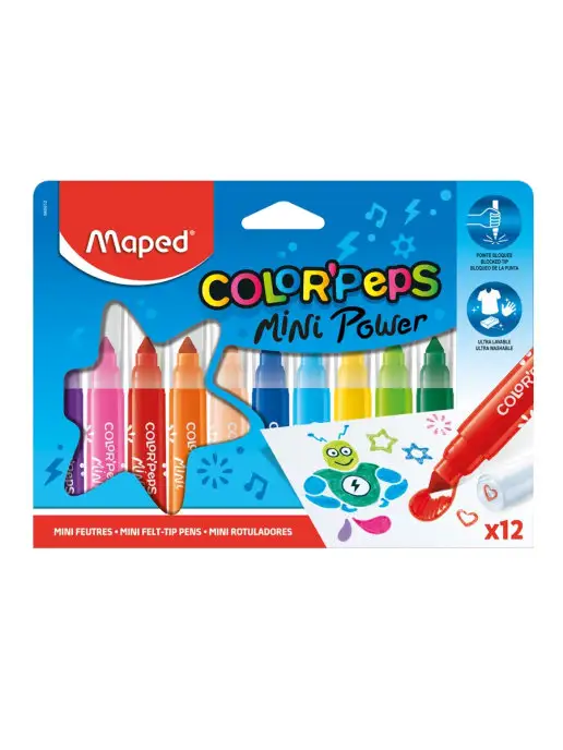 MAPED Фломастеры мини утолщенные со штампами на колпачках 12цв, синий