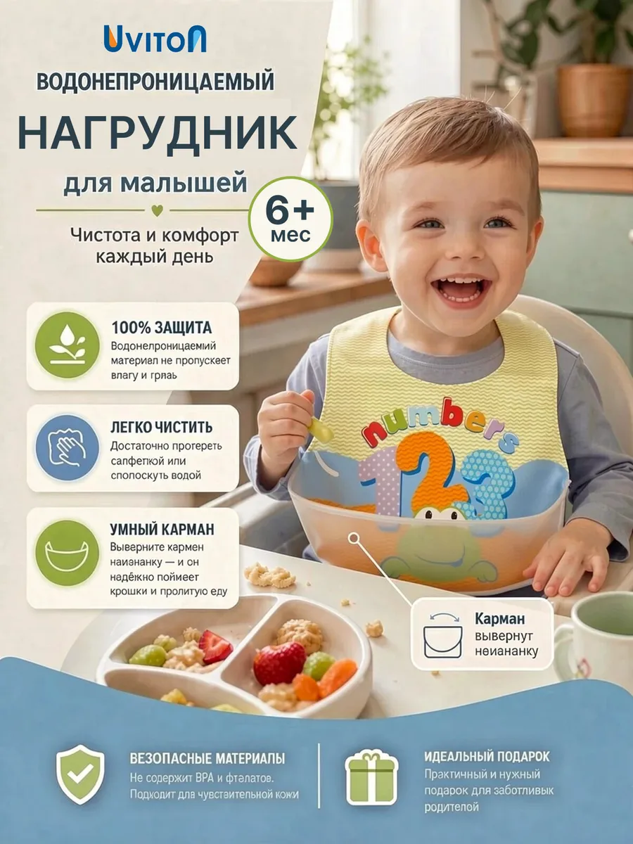Нагрудник слюнявчик для кормления непромокаемый