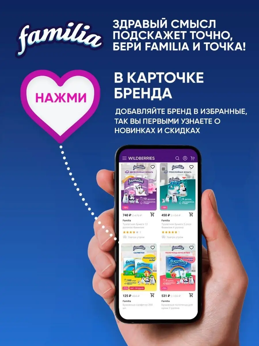 Носовые платки бумажные 3 слоя 10 шт Familia 26495906 купить в  интернет-магазине Wildberries