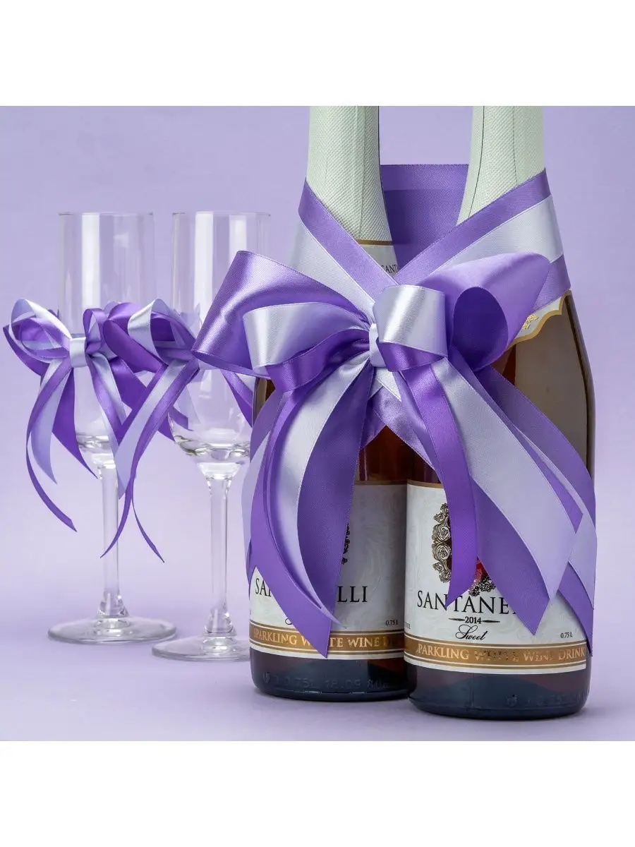 Набор свадебных аксессуаров с украшениями для шампанского, бокалов и свечами айвори