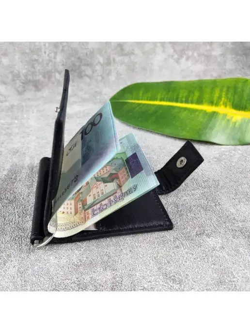 EZCASE Зажим для денег "Mini" из натуральной кожи черный, черный, фото 3