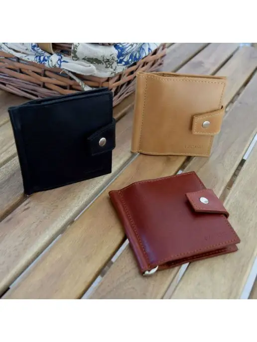 EZCASE Зажим для денег "Mini" из натуральной кожи черный, коричневый, фото 3
