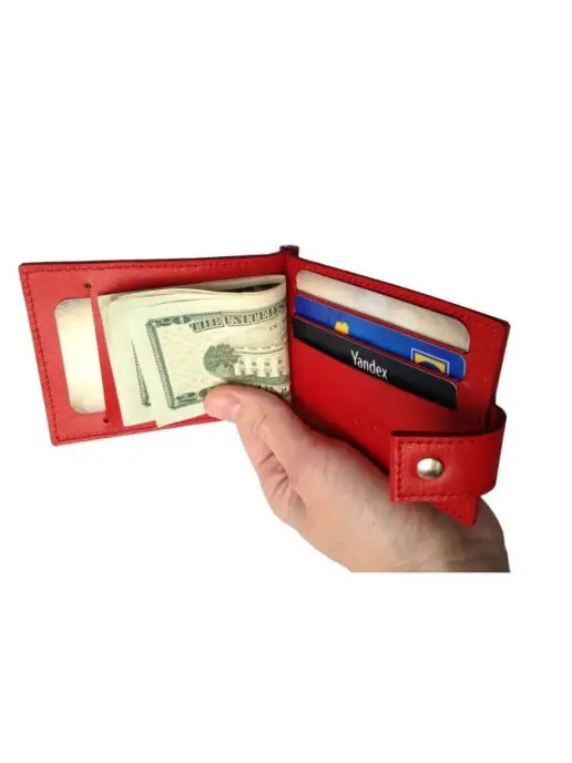 EZCASE Кожаный зажим для денег "Standart Pro" коричневый, красный, фото 6