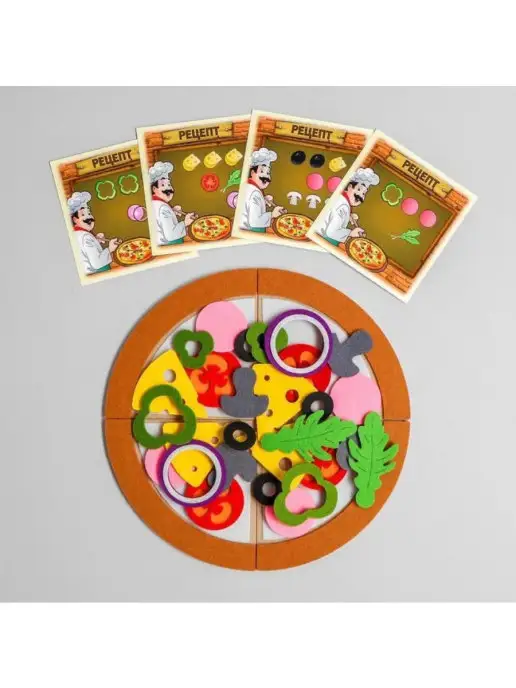 Smile-Decor Игра с липучками "Пицца", математическое пособие из фетра, вариант, фото 5