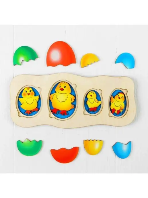 Smile-Decor Деревянный пазл-головоломка "Цыплята-ребята" для малышей, вариант, фото 2