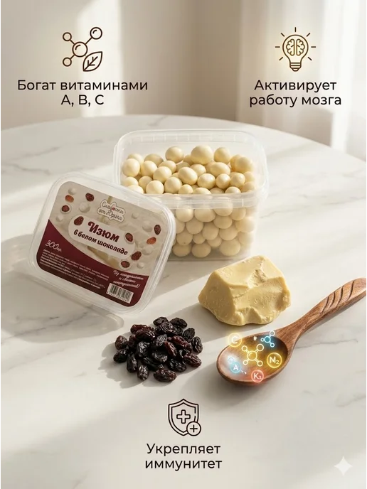 Сладости от Юрича Изюм в белом шоколаде, вариант, фото 4