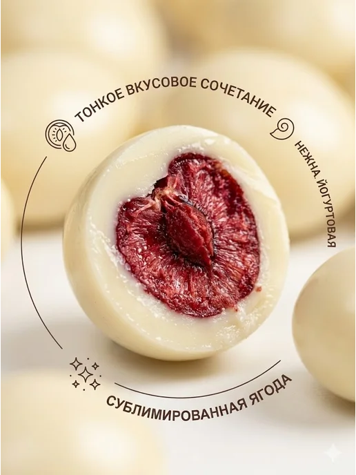 Сладости от Юрича Вишня в белом шоколаде, 500 г, в упаковке 320 г, фото 2