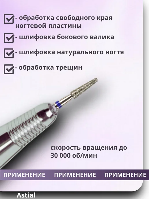 Astial Фрезы для маникюра и педикюра Конус, 806.104.072.524.023, 3 шт, фото 3