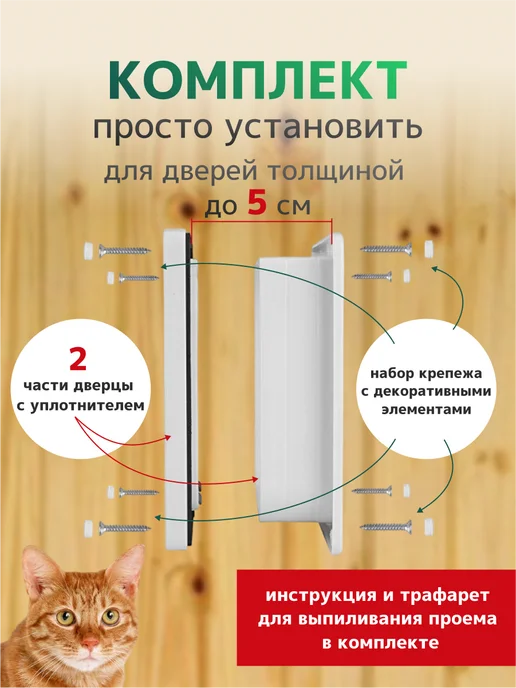 ХЮГГЕСАД Дверца для кошек, котоход на дверь, вариант, фото 6